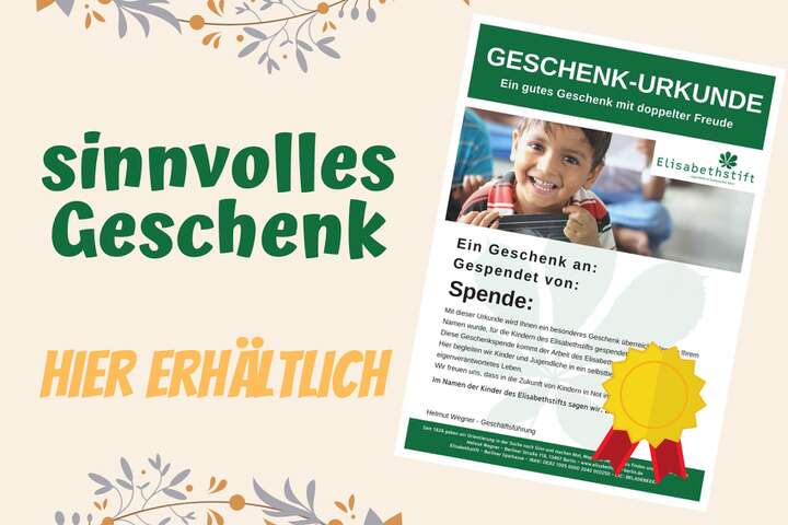 Geschenkurkunde ab jetzt erhältlich (Kinder,Geschenkurkunde,Geschenk,sinnvolles) | Elisabethstift Berlin